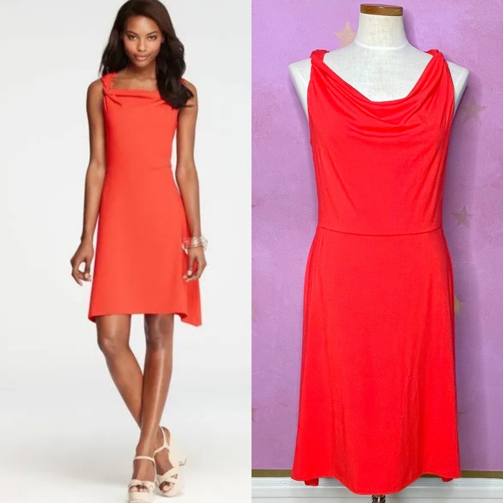 Ann Taylor New Red Sleeveless Jersey Knit Dress Career Cocktail Fit Flare